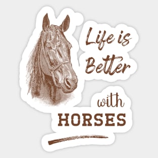 Horse Lover Saying with Horsehead Illustration Sticker